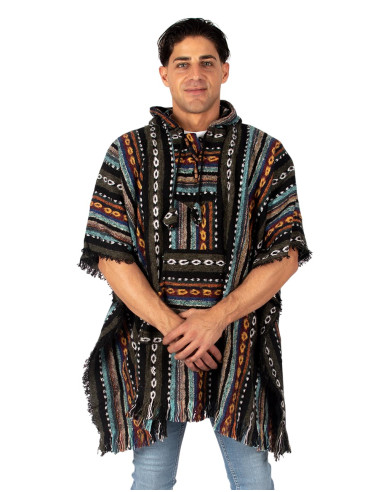 Unisex boho poncho with hood | Kimago