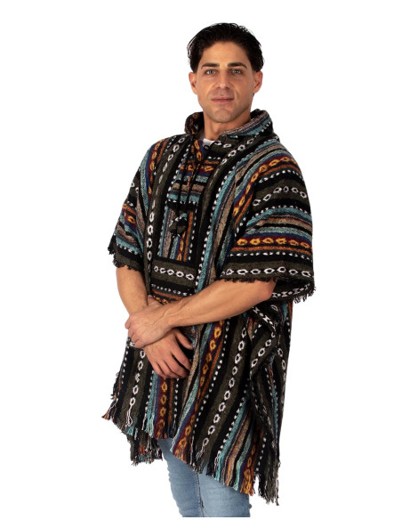 Unisex boho poncho with hood | Kimago