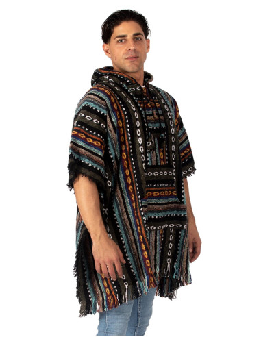 Unisex boho poncho with hood | Kimago