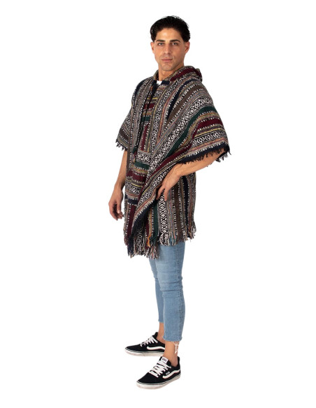 Unisex boho poncho with hood | Kimago