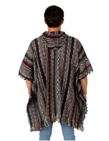 Unisex boho poncho with hood | Kimago