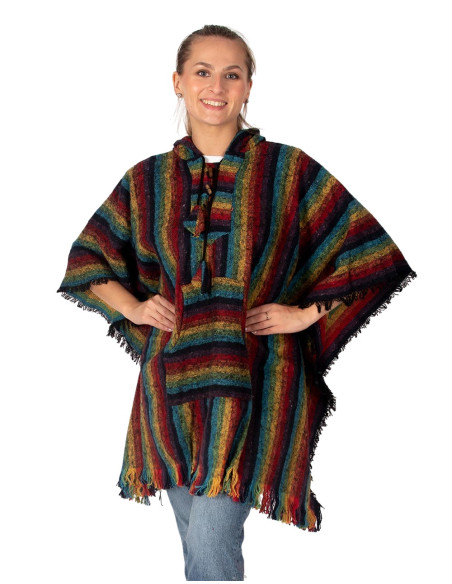 Poncho unisex boho con capucha | Kimago