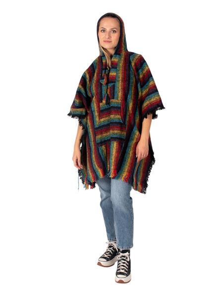 Poncho unisex boho con capucha | Kimago
