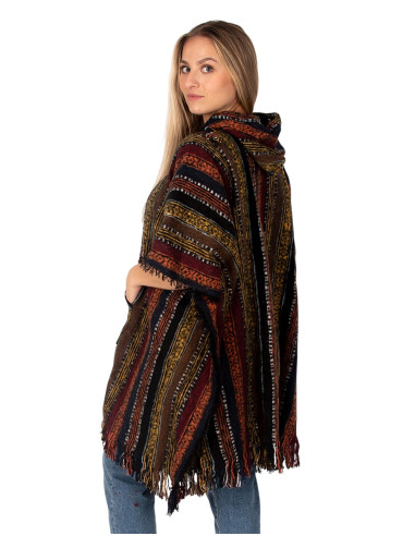 Unisex boho poncho with hood | Kimago