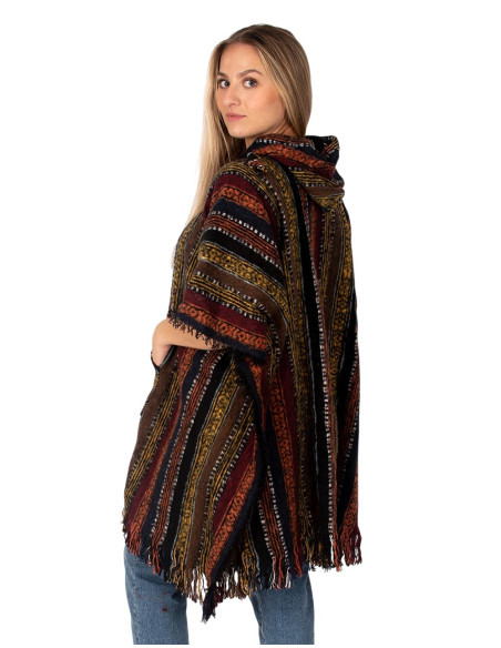 Poncho unisex boho con capucha | Kimago