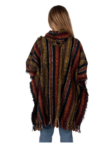 Unisex boho poncho with hood | Kimago
