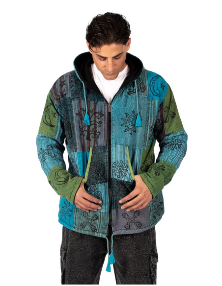 Unisex patchwork jacket with fleece lining | Kimago