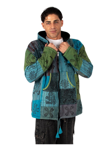 Unisex patchwork jacket with fleece lining | Kimago