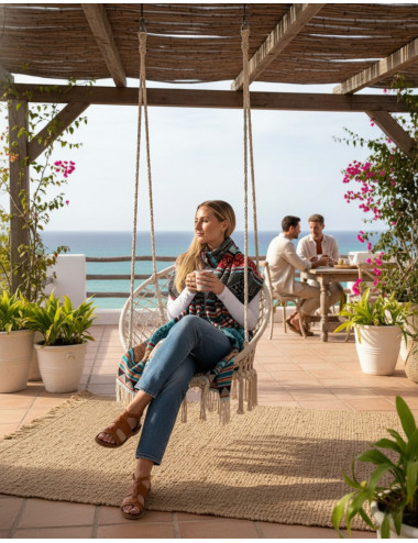 Large multicolored handmade shawl | Kimago