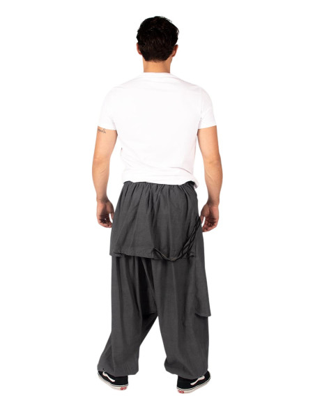 Gray cotton boho afghan pants | Kimago