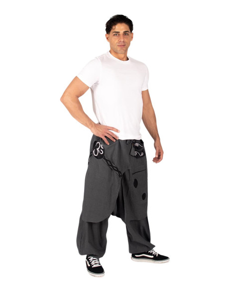 Gray cotton boho afghan pants | Kimago