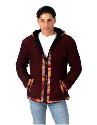 Boho red jacket with fleece lining | Kimago