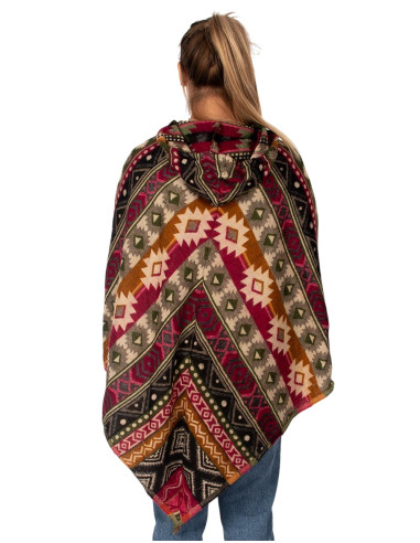 Unisex ethnic poncho with hood | Kimago