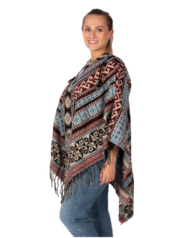 Poncho étnico unisex con capucha | Kimago
