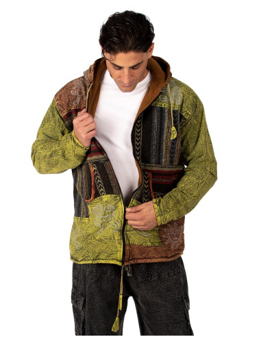 Patchwork jacket with fleece lining | Kimago