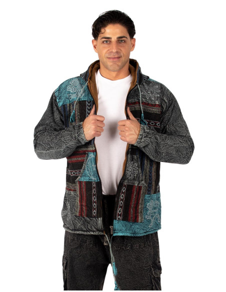 Patchwork jacket with fleece lining | Kimago