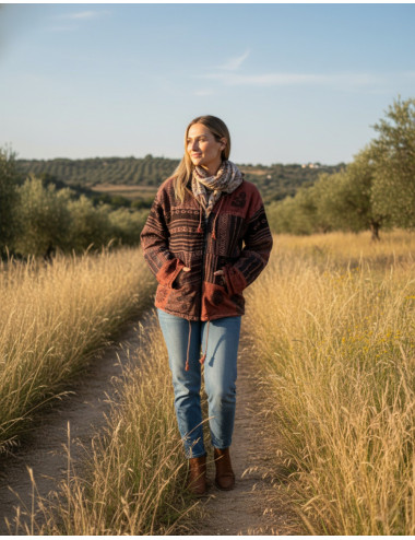 Chaqueta patchwork con forro polar | Kimago