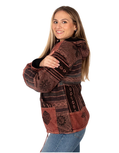Patchwork jacket with fleece lining | Kimago