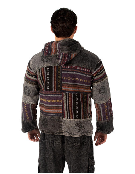 Unisex patchwork jacket with hood | Kimago