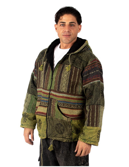Unisex patchwork jacket with hood | Kimago
