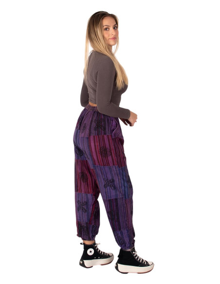 Kimago unisex patchwork harem pants in light blue or purple