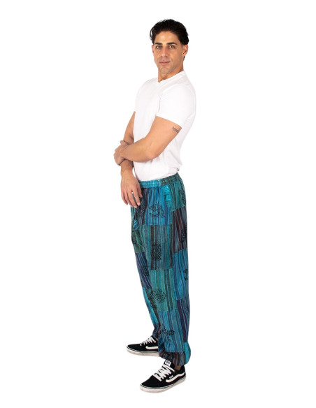 Kimago light blue patchwork unisex harem pants cotton