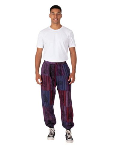 pantalon-bombacho-morado-patchwork-kimago