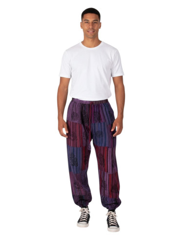 pantalon-bombacho-morado-patchwork-kimago