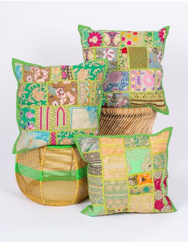 Handmade green cushion cover 40x40 | Kimago