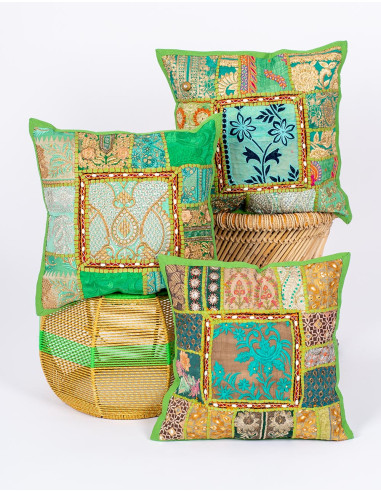 Light green ethnic cushion cover 40x40 | Kimago