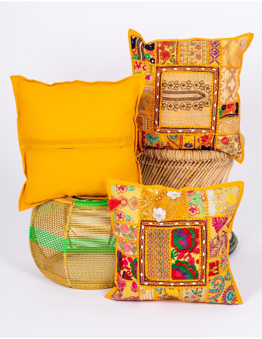 Handmade yellow cushion cover 40x40 | Kimago