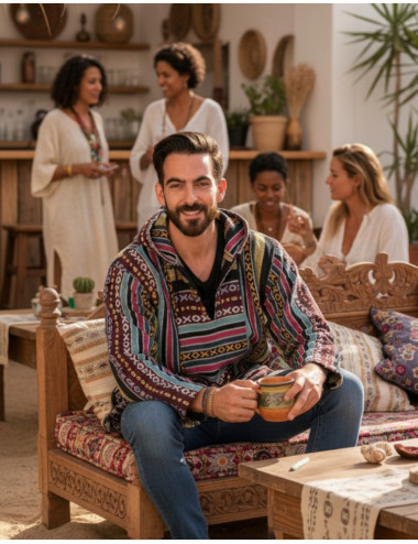 Handmade cotton ethnic boho sweatshirt | Kimago