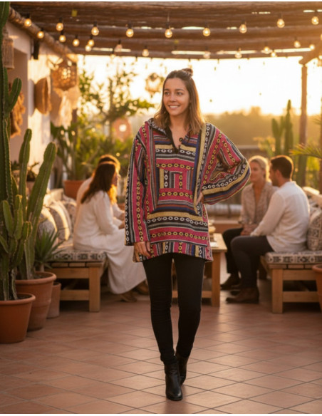 Handmade ethnic cotton unisex boho sweatshirt | Kimago
