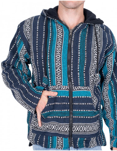 Ethnic hippie jacket with handmade fleece...