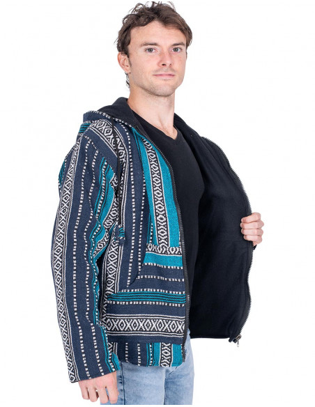 Ethnic hippie jacket with handmade fleece lining | Kimago