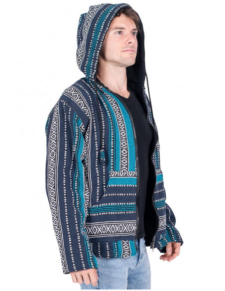 Ethnic hippie jacket with handmade fleece lining | Kimago