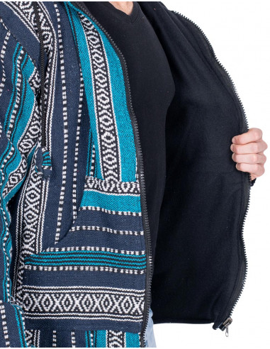 Ethnic hippie jacket with handmade fleece...