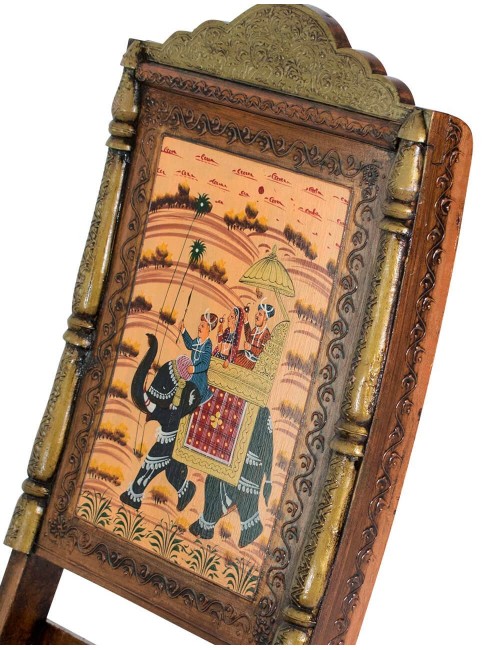 original-painting-chair-wood-hindu-rajasthan-jaipur-front