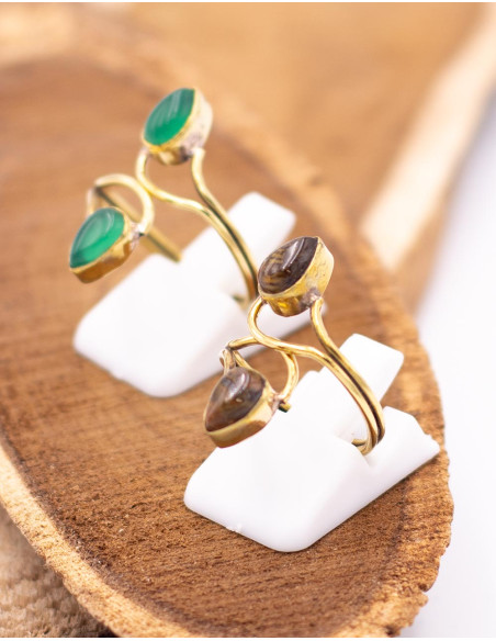 Adjustable handmade ring with mineral stones | Kimago