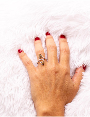 Adjustable handmade ring with mineral stones |...