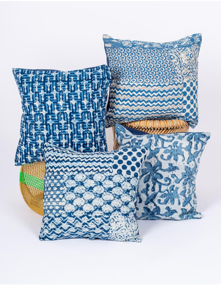Ethnic blue and light blue cushion cover 40x40