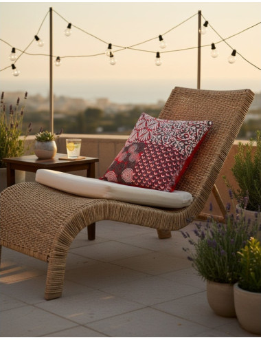 Ethnic cotton burgundy cushion cover 40x40