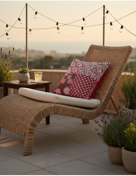 Ethnic cotton burgundy cushion cover 40x40