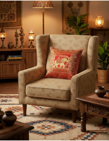 Ethnic red cushion cover with elephant 40x40