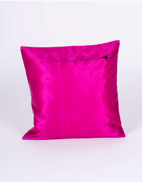 Bright pink cushion cover with birds, 40x40