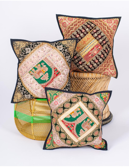 Black embroidered cushion cover