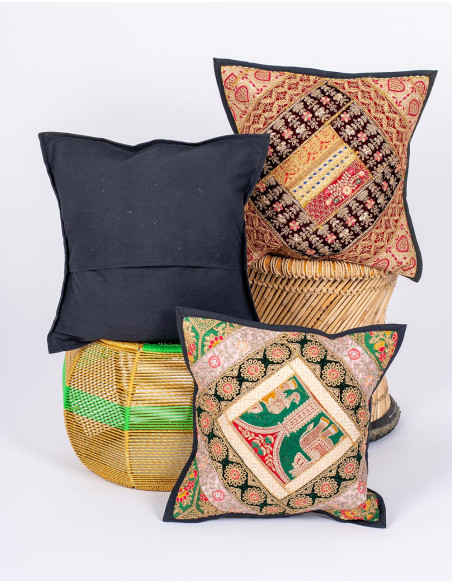 Black embroidered cushion cover