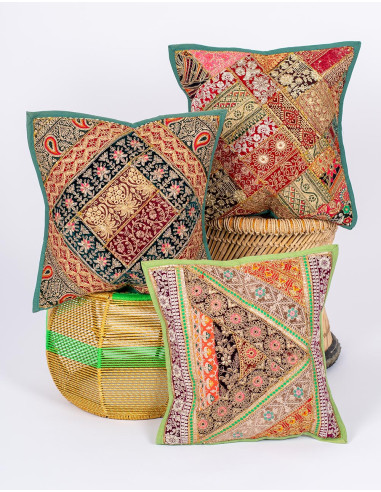 Embroidered Ethnic Green Cushion Cover