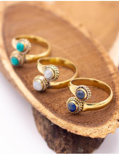 Gold ring with double stone