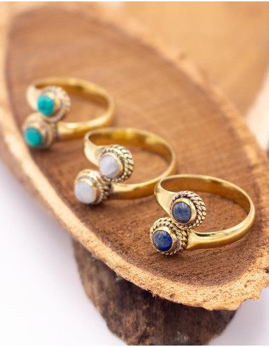 Gold ring with double stone